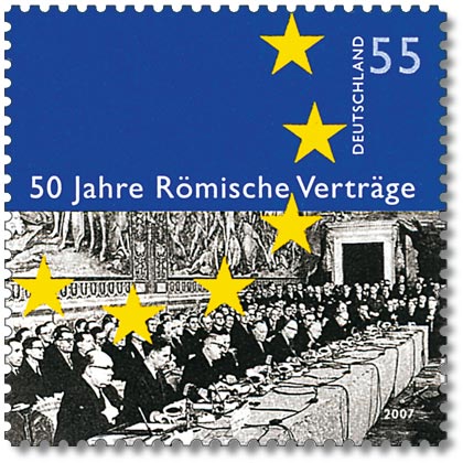 Sello alemán conmemorativo de la firma del Tratado de Roma de 1957